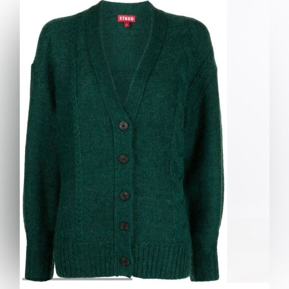 Staud Blake Cardigan XS-Cypress - Picture 1 of 11